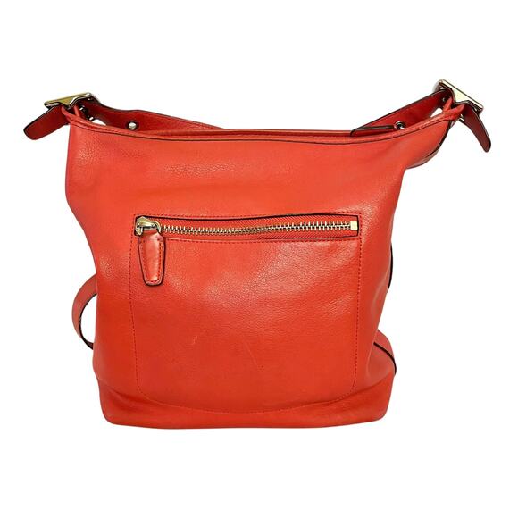 Coach Legacy Carnelian Leather Duffel #19889 - Coral Red Bucket Shoulder Bag - Picture 3 of 10